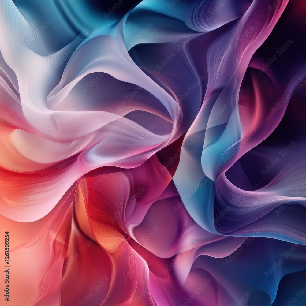 Poster an abstract composition of smooth, airy lines and swirls that create a sense of movement and fluidit