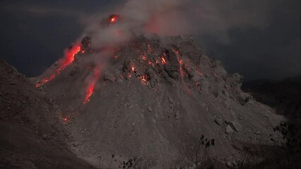 Time lapse footage showing nighttime eruption of Paluweh volcano, Indonesia. - Powered by Adobe