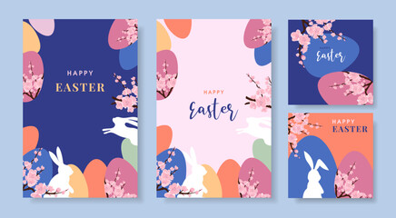 Happy Easter. Set of corporate greeting cards, invitations, covers, posters or flyer designs.