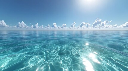 Serene ocean horizon with rhythmic tide waves and warm shimmering reflections