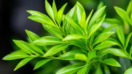 Fototapeta premium Vibrant Green Foliage - Close-up shot of lush, vibrant green leaves, perfect for nature, spring, or growth themes