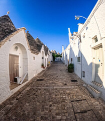 View of Alberobello town, Puglia region, Italy. 
