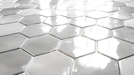 Creating a elegant white hexagonal tile pattern interior design digital artwork modern home aerial view minimalism
