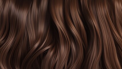 Fototapeta premium Close-Up of Glossy Brown Wavy Hair with Defined Texture