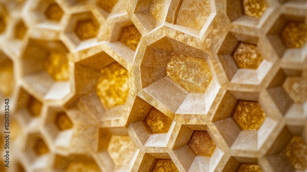 Poster exploring a closeup hexagonal pattern abstract design graphic art digital environment macro view geo