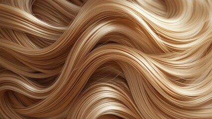 Obraz premium Close-Up of Glossy Blonde Wavy Hair with Defined Texture