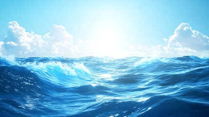 Tranquil ocean view with golden sky contrasts and shimmering ocean mist