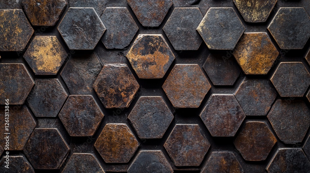 Poster exploring textures dark hexagon pattern abstract background visual art digital realm closeup view ae
