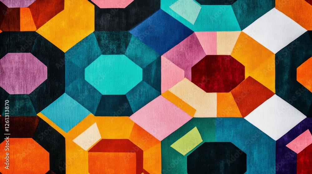 Poster exploring vibrant hexagon patterns digital art studio graphic design creative environment close-up v
