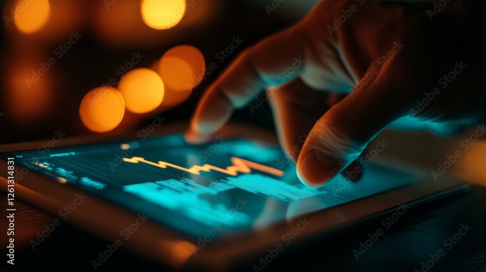 Poster hands pointing at business chart analysis office space visual data presentation collaborative enviro