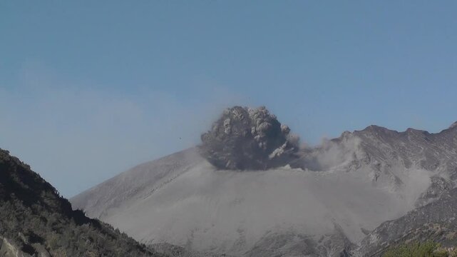 Explosive vulcanian eruption of Showa crater on Sakurajima volcano in Kyushu, Japan.