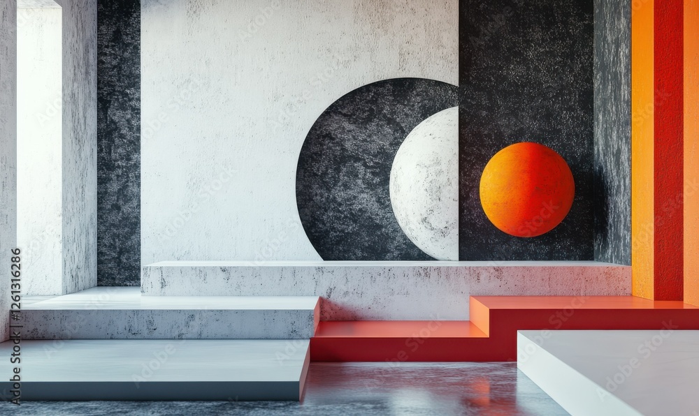 Poster showcasing a modern graphic design with an abstract backdrop.