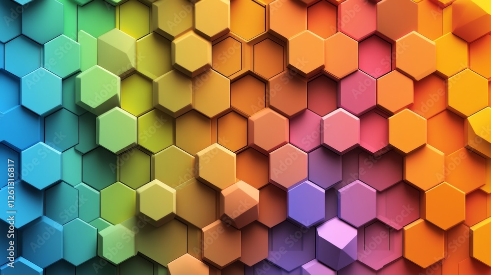 Poster creating a colorful multicolored hexagon pattern digital art online gallery vibrant environment arti