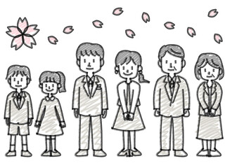 入学式に出席する家族