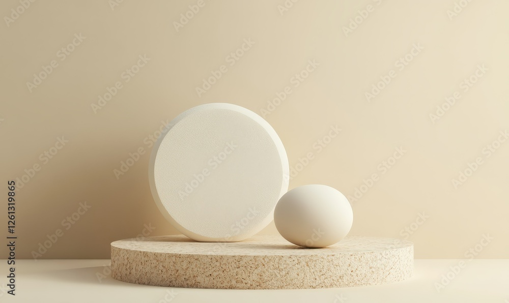 Poster a minimalistic background highlighting an abstract 3d render in modern graphic design.