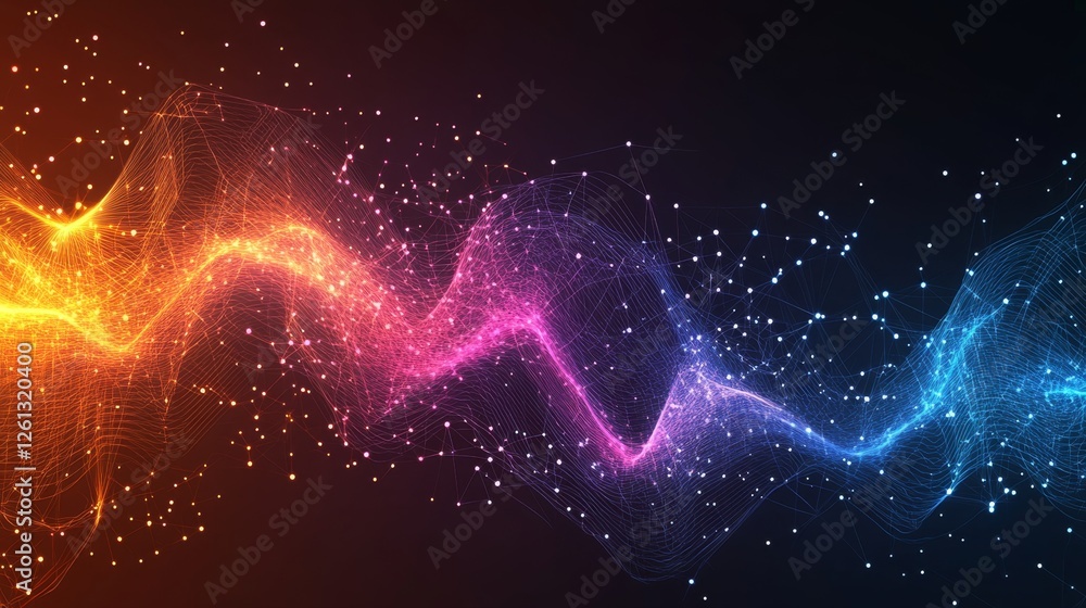 Aufkleber digital data surge cyberspace visual art virtual environment futuristic perspective glowing informat