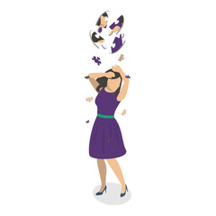 3D Isometric Flat  Illustration of Inner Conflict. Item 2