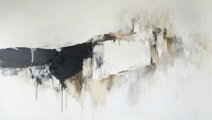 Abstract painting, light and dark, interior space, layered brushstrokes