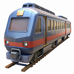 Naklejka premium Modern Blue And Red Electric Train On Railway Tracks With Transparent Background