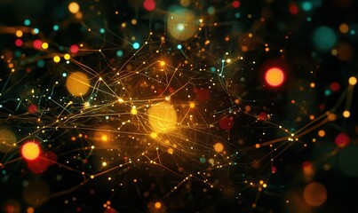 Abstract Digital Network with Glowing Lines and Dots