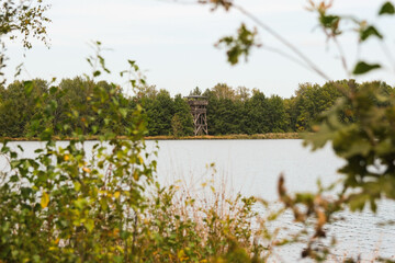 Rustic Wooden Observation Tower by a Scenic Lake in Bavaria, Germany