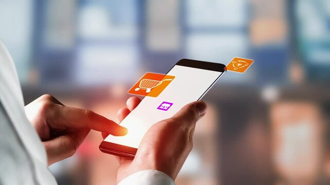 Omni channel technology of online retail business method. Multichannel marketing on social media network platform offer service of internet payment channel, online retail shopping and omni digital app