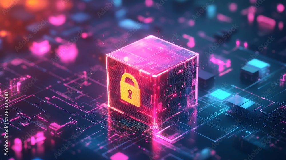 Poster digital lock activation virtual grid digital concept cyber environment tech viewpoint security innov
