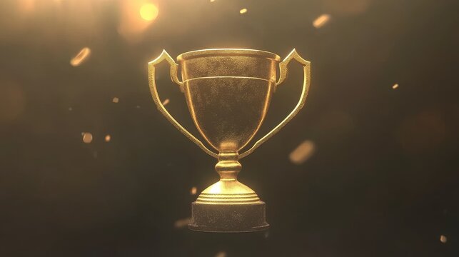 With a polished finish and intricate details, a shimmering golden trophy illuminated by sparkling lights embodies sports achievement and success