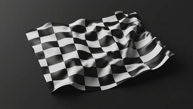The checkered flag, as it waves in the wind, signifies victory and accomplishment in racing and other competitive events