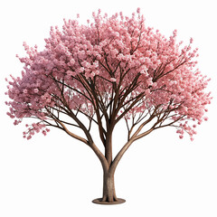 Obraz premium Vivid Pink Blossoming Tree with Abundant Flowers on Transparent Background for Spring Design
