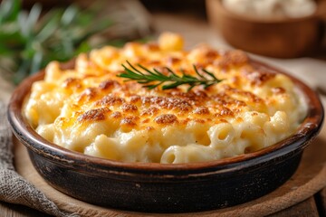 Creamy Mac and Cheese, Rustic Setting, Home Cooking