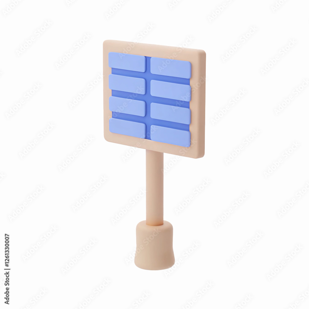 Poster minimalist beige and blue rectangular panel on stick for modern design concepts uses