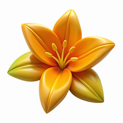 Obraz premium Vibrant Orange Lily Flower Illustration with Green Petals and Bold Details on Transparent Background