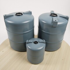 Eco-friendly rainwater harvesting tank featuring a sleek modern flat design shown from the front perspective