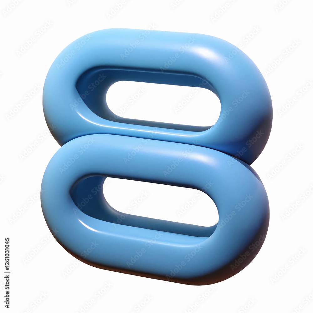 Aufkleber blue glossy modern number eight three dimensional abstract minimalistic design isolated graphic elem