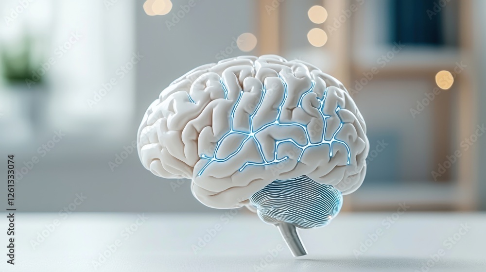 Poster intricate neural pathways in a futuristic brain design