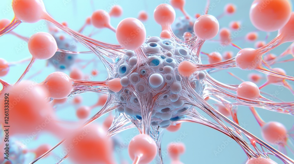 Poster futuristic neural network visualization in surreal 3d environment