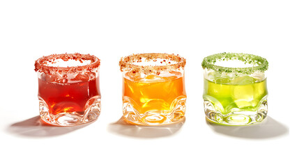 Beautifully Arranged Classic Margarita Flight with Colorful Glasses