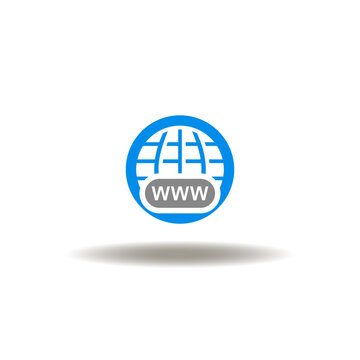 Vector illustration of earth globe and WWW. Icon of secure internet. Pictogram of https web technology. Symbol of domain.