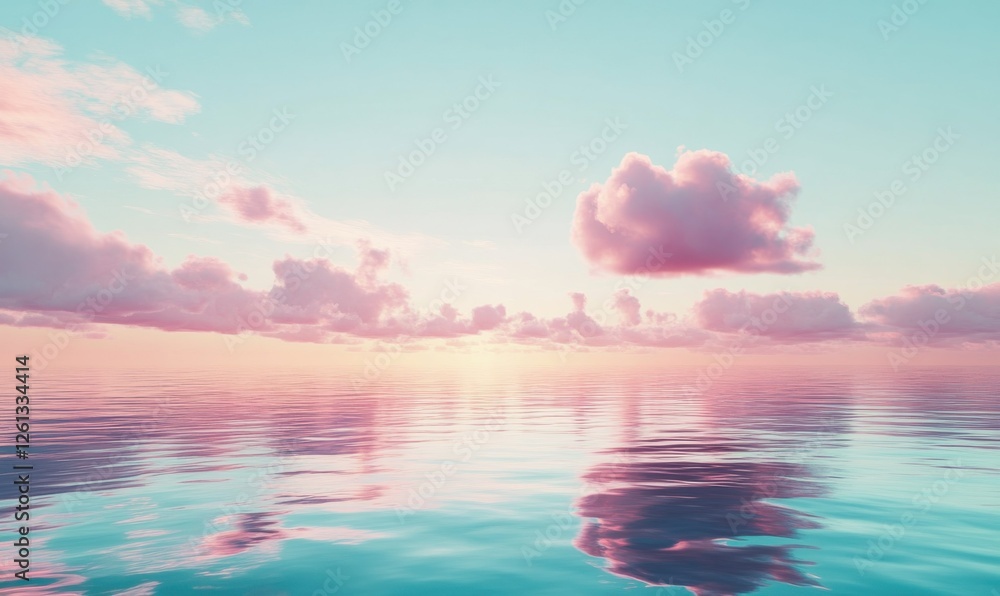 Poster abstract gradient of pastel pinks and blues, creating a soothing horizon-like transition of colors.