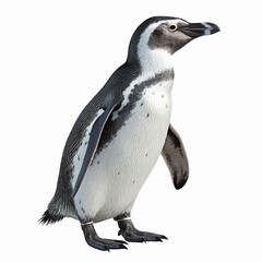 Fototapeta premium Humboldt Penguin Standing Side View Black White Feathers Wildlife Arctic Bird Transparent Background