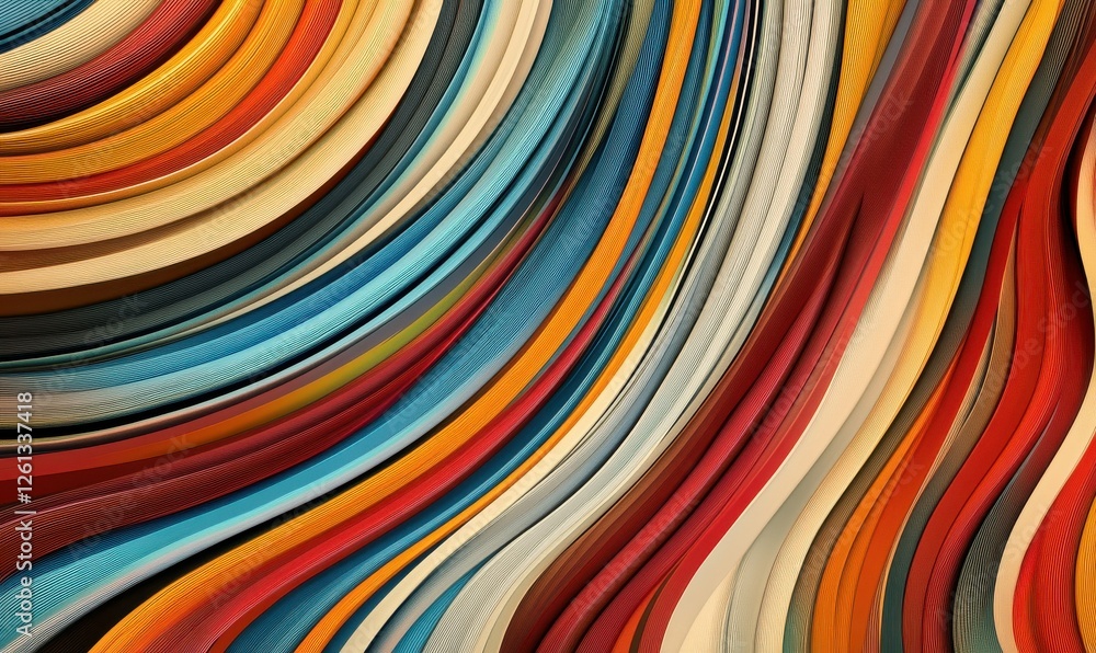 Aufkleber geometric background design rendered in 3d with a variety of colorful lines.