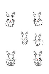 set of funny rabbits