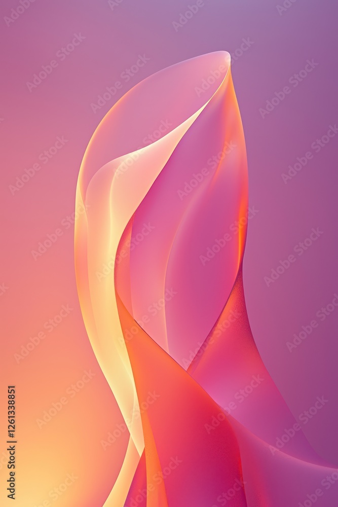 Wall mural a glowing abstract gradient shape set against a grainy pink background, ideal for headers or posters