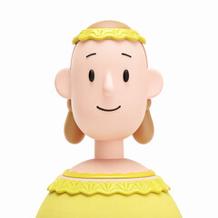 Smiling Minimalist Cartoon Style Character Illustration with Yellow Outfit and Accessories