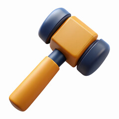 Yellow and Blue Cartoon Style Gavel Hammer for Legal or Auction Themes on Transparent Background