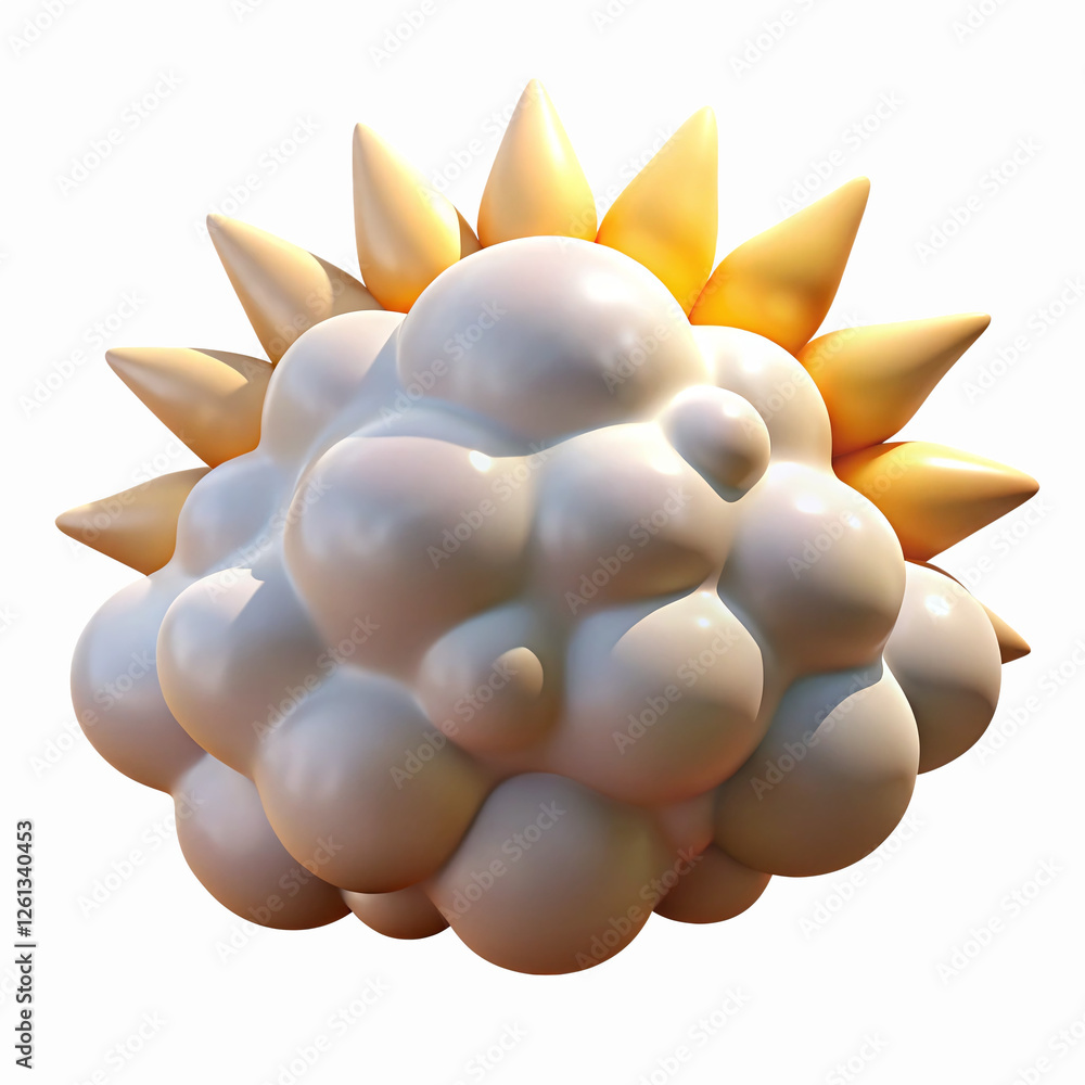 Aufkleber abstract white and yellow spiky geometric sphere shape for design and 3d rendering concepts