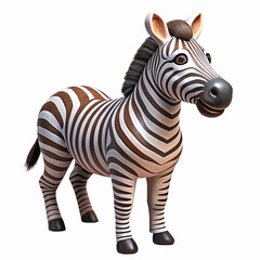 Fototapeta premium Illustrated Cartoon Zebra with Striped Pattern and Smiling Expression on Transparent Background