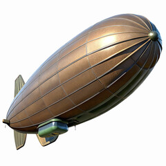 Vintage Copper Airship Isolated with Detailed Design and Transparent Background for Retro Concepts