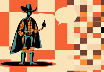 Customizable greeting card with a happy cowboy design